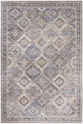 6' X 9' Ivory And Latte Medallion Distressed Washable Area Rug