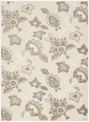 4' X 6' Beige Floral Stain Resistant Non Skid Area Rug