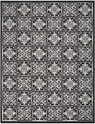 8' X 11' Black And White Fleur De Lis Stain Resistant Non Skid Area Rug