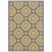 2' X 4' Grey Floral Stain Resistant Indoor Outdoor Area Rug