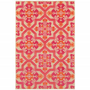 2' X 4' Sand Geometric Stain Resistant Indoor Outdoor Area Rug