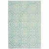 10' X 13' Blue Floral Stain Resistant Indoor Outdoor Area Rug