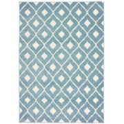 10' X 13' Blue Geometric Stain Resistant Indoor Outdoor Area Rug