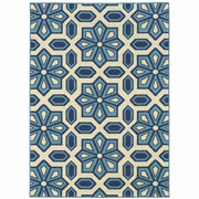 2' X 4' Ivory Geometric Stain Resistant Indoor Outdoor Area Rug