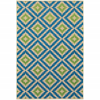 8' X 11' Sand Geometric Stain Resistant Indoor Outdoor Area Rug