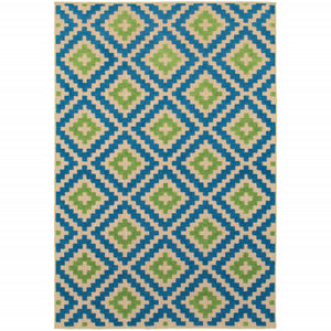 10' X 13' Sand Geometric Stain Resistant Indoor Outdoor Area Rug