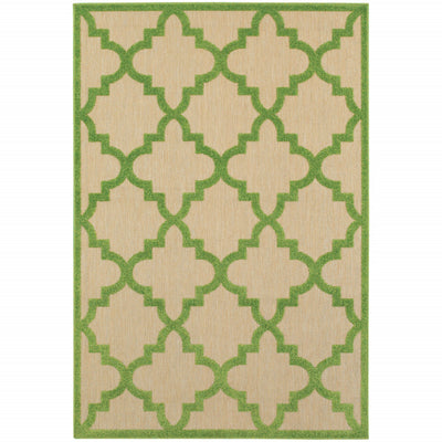 8' X 11' Sand Geometric Stain Resistant Indoor Outdoor Area Rug