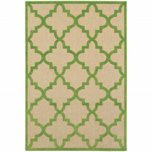 10' X 13' Sand Geometric Stain Resistant Indoor Outdoor Area Rug