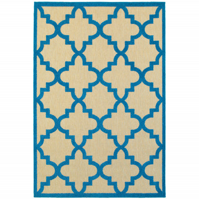 8' X 11' Sand Geometric Stain Resistant Indoor Outdoor Area Rug