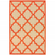 8' X 11' Sand Geometric Stain Resistant Indoor Outdoor Area Rug