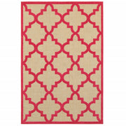 8' X 11' Sand Geometric Stain Resistant Indoor Outdoor Area Rug