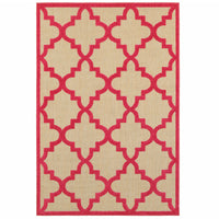 10' X 13' Sand Geometric Stain Resistant Indoor Outdoor Area Rug