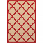 8' X 11' Sand Geometric Stain Resistant Indoor Outdoor Area Rug