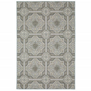 10' X 13' Grey Geometric Stain Resistant Indoor Outdoor Area Rug