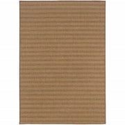 8' X 11' Tan Striped Stain Resistant Indoor Outdoor Area Rug