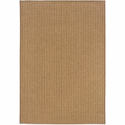 9' X 13' Tan Striped Stain Resistant Indoor Outdoor Area Rug