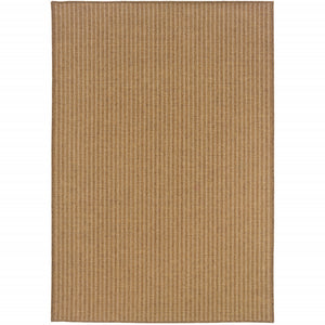 9' X 13' Tan Striped Stain Resistant Indoor Outdoor Area Rug