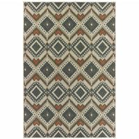 10' X 13' Grey Geometric Stain Resistant Indoor Outdoor Area Rug