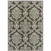 10' X 13' Grey Floral Stain Resistant Indoor Outdoor Area Rug