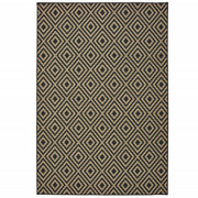 9' X 13' Black Geometric Stain Resistant Indoor Outdoor Area Rug