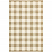 8' X 11' Tan Geometric Stain Resistant Indoor Outdoor Area Rug