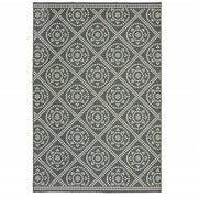 2' X 4' Grey Geometric Stain Resistant Indoor Outdoor Area Rug