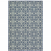 2' X 4' Ivory Geometric Stain Resistant Indoor Outdoor Area Rug