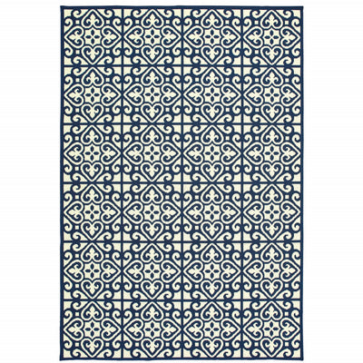 2' X 4' Ivory Geometric Stain Resistant Indoor Outdoor Area Rug