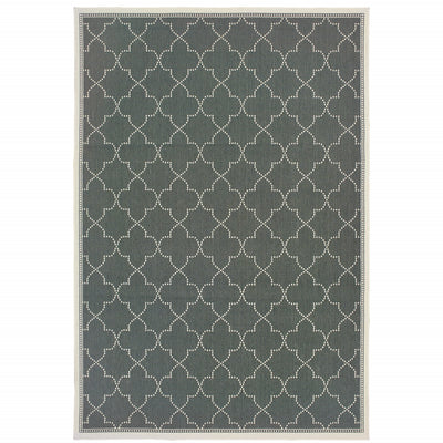 2' X 4' Grey Geometric Stain Resistant Indoor Outdoor Area Rug