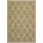 8' X 11' Tan Geometric Stain Resistant Indoor Outdoor Area Rug