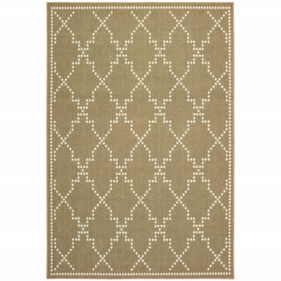 8' X 11' Tan Geometric Stain Resistant Indoor Outdoor Area Rug