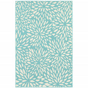 2' X 3' Blue Floral Stain Resistant Indoor Outdoor Area Rug