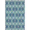 9' X 13' Navy Geometric Stain Resistant Indoor Outdoor Area Rug