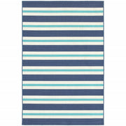 2' X 3' Blue Geometric Stain Resistant Indoor Outdoor Area Rug