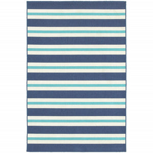 2' X 3' Blue Geometric Stain Resistant Indoor Outdoor Area Rug