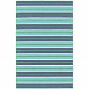 2' X 3' Blue Geometric Stain Resistant Indoor Outdoor Area Rug