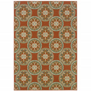 2' X 4' Rust Floral Stain Resistant Indoor Outdoor Area Rug