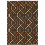 9' X 13' Brown Geometric Stain Resistant Indoor Outdoor Area Rug