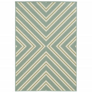 9' X 13' Blue Geometric Stain Resistant Indoor Outdoor Area Rug