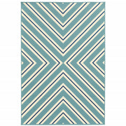 9' X 13' Blue Geometric Stain Resistant Indoor Outdoor Area Rug