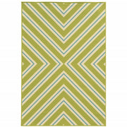 2' X 4' Green Geometric Stain Resistant Indoor Outdoor Area Rug