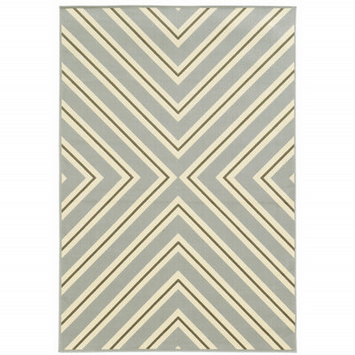 2' X 4' Grey Geometric Stain Resistant Indoor Outdoor Area Rug