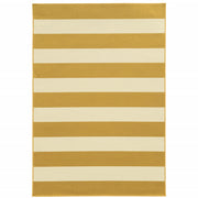 9' X 13' Gold Geometric Stain Resistant Indoor Outdoor Area Rug