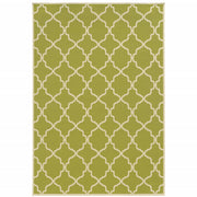 2' X 4' Green Geometric Stain Resistant Indoor Outdoor Area Rug