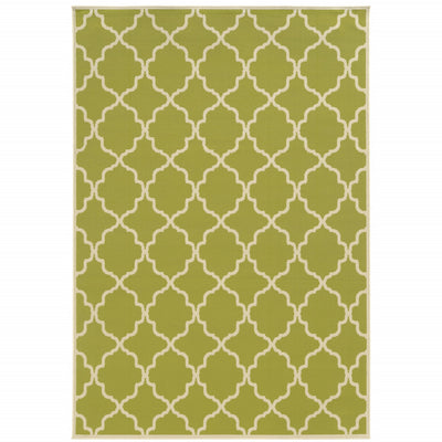 2' X 4' Green Geometric Stain Resistant Indoor Outdoor Area Rug