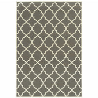 9' X 13' Charcoal Geometric Stain Resistant Indoor Outdoor Area Rug