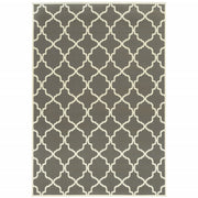 9' X 13' Charcoal Geometric Stain Resistant Indoor Outdoor Area Rug