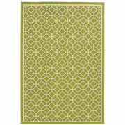 9' X 13' Green Geometric Stain Resistant Indoor Outdoor Area Rug