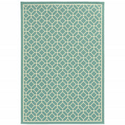 9' X 13' Blue Geometric Stain Resistant Indoor Outdoor Area Rug