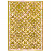 9' X 13' Gold Geometric Stain Resistant Indoor Outdoor Area Rug